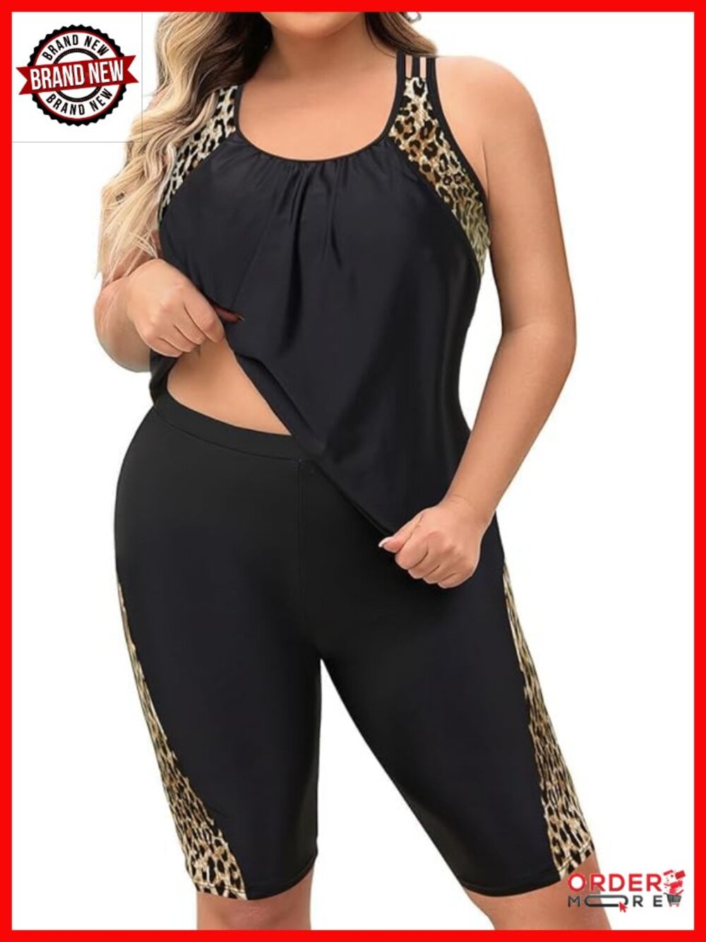 Plus Size Tankini Swimsuit - Tummy Control 2 Piece Bathing Suit with High